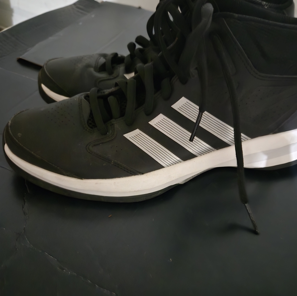 Adidas Black and White Athletic Shoes with Signature Stripes